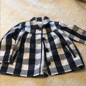 Checked navy blue and white jacket - size 6